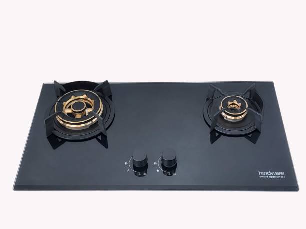 Hindware HAZEL 2B HZ 70 CM | Brass Burners | Auto Ignition | Flame Guard | Built in Glass Automatic Hob