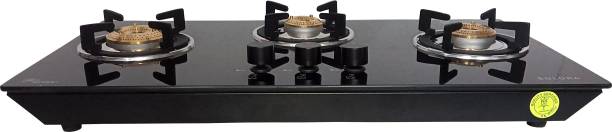 Solora Boat -3 Burner Manual Ignition LP Gas Stove-SBTM-03,Black Glass, Stainless Steel Manual Gas Stove