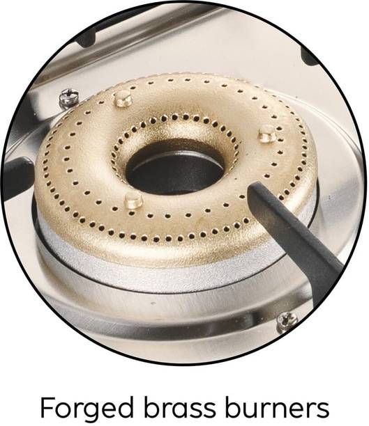 Glen Ultra Slim Apricot Glass Gas Stove 1 High Flame 3 Forged Brass Burner,CT1047US Glass Automatic Gas Stove