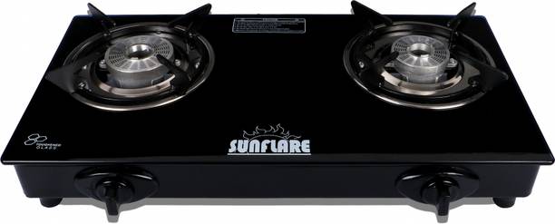 Sunflare 2B Auto Toughened Glass Tornado Burner(Bk) Glass Auto Gas Stove Glass Automatic Gas Stove