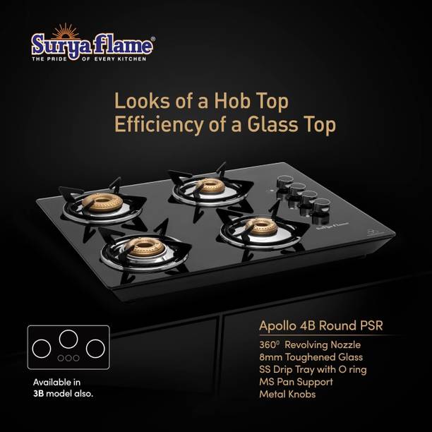 Suryaflame 4B APOLLO ROUND NA Stainless Steel Manual Gas Stove  (4 Burners)