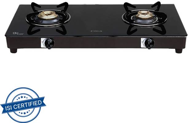 Elica 662 Ct Vetro Blk Glass Manual Gas Stove