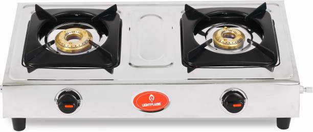 लाइटफ्लेम Gold Shine 2 Burner ISI Certified Stainless Steel With 1 Year Warranty स्टेनलेस स्टील मैनुअल गैस चूल्हा