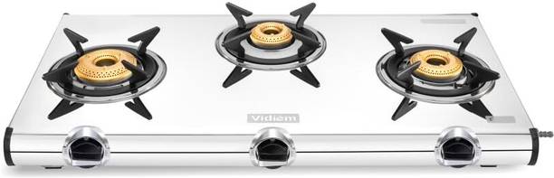 Vidiem Vidiem 3burner Gas Stove 5 Years Warranty Stainless Steel Manual Gas Stove
