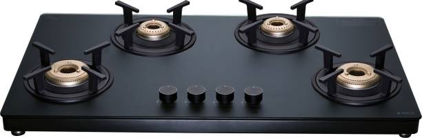 Elica MATT TKN 904 CT VETRO BK Glass Manual Gas Stove
