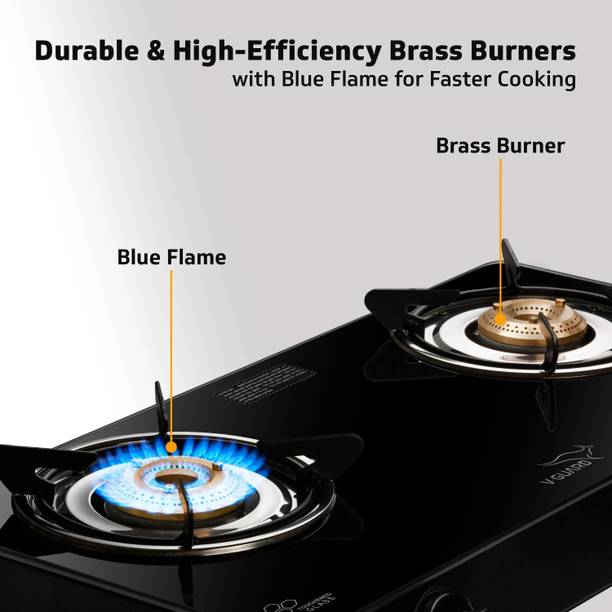 V-Guard VGD 257 PI 2 Burner LPG Gas Stove Glass Manual Gas Stove