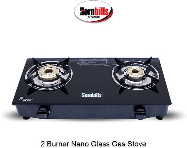Hornbills ISI Certified LPG Premium Design Toughened Glass, Pan Support, Nano Stainless Steel Manual Gas Stove