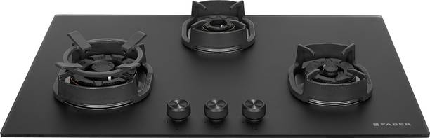 FABER Hob Della HD783 CI AI| Auto-Ignition|Brass Burner| Cast Iron Pan Support Glass Automatic Hob