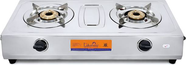 SHREE LAKSHMI 2 Burner Stainless Still Gas Stove Stainless Steel Manual Gas Stove