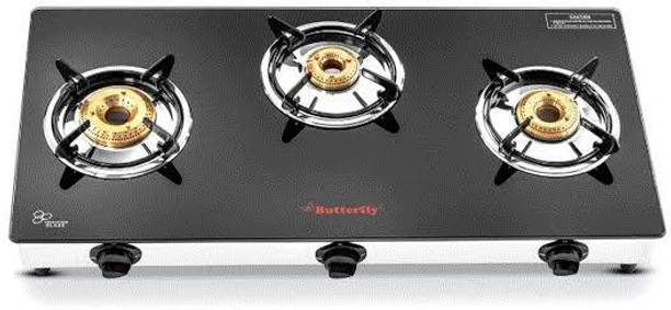 Butterfly Radiant Jumbo 3 Burner Glass Manual Gas Stove
