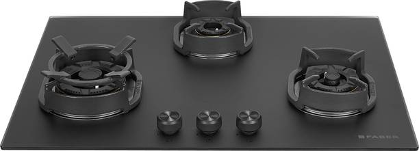 FABER Hob Della HD723 CI AI | Matt Black Glass Finish |Auto Ignition |Brass Burner Glass Automatic Hob