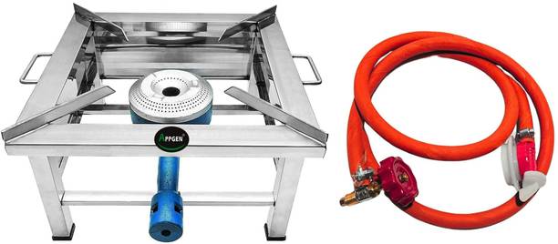 APPGEN Havy Duty GAS Batti ALL FITEDED Canteen Bhatti ( Silver; 10 L X 10 W X 7 H Inch) Stainless Steel Manual Gas Stove
