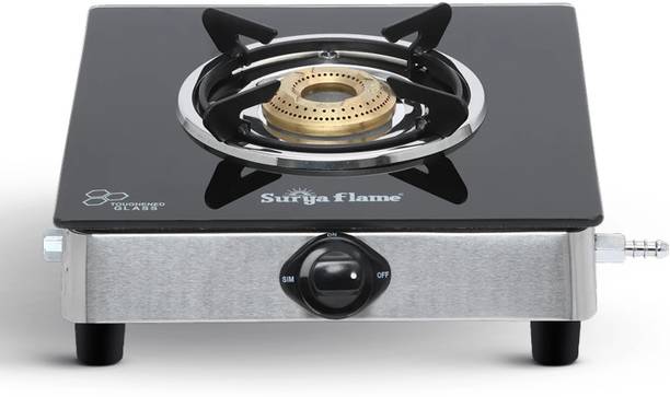 Suryaflame LPG Stove Atlas Toughened Glass Top, Single Burner Chulha Glass Manual Gas Stove