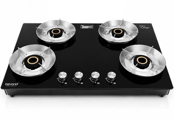 Beyond Appliances Quantum 5 star energy rated 77% Energy Efficient Full Brass burners Glass Glass Manual Gas Stove