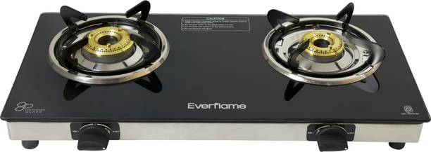 Everflame 2 Burner Gas Stove | ISI Certified Cooktop | 2 Years Warranty Toughened Glass Manual Gas Stove