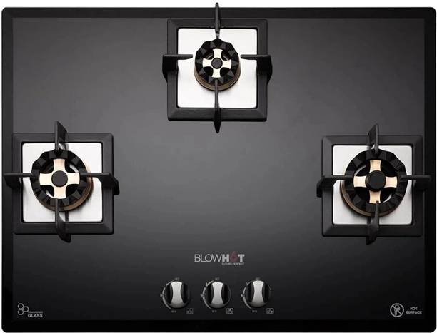 BLOWHOT Prism 3 Lotus Burner, Battery Operated Built – In, Gas Hob Toughened Glass Top, Glass, Iron Automatic Hob