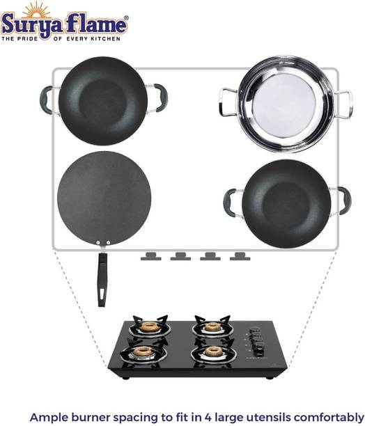 Suryaflame 4B APOLLO ROUND NA Stainless Steel Manual Gas Stove  (4 Burners)