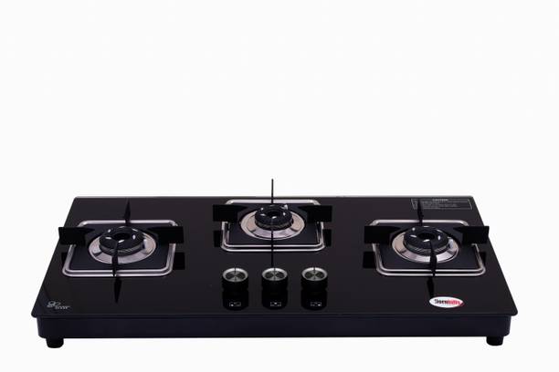 Hornbills LPG HOB Design Mild Steel FRAME Square Pan Support Alloy Black Burner Stainless Steel, Glass Automatic Gas Stove
