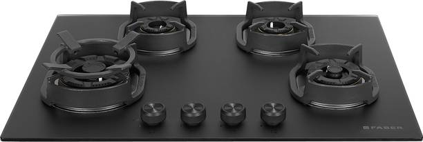 FABER Hob Della HD724 CI AI| Auto-Ignition|Brass Burner| Cast Iron Pan Support Glass Automatic Hob