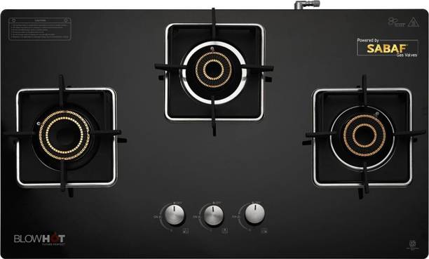 ब्लोहॉट Quartz Automatic Hybrid Design 3 High Performance Burner Toughened ऑटोमैटिक गैस चूल्हा