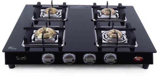 Sunflash kitchen king+square cn pan support glass top body iron frame 3 pin brass burner Glass Manual Gas Stove