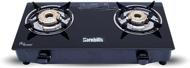 Hornbills ISI CERTIFIED LPG Premium Toughened Glass Round Pan Support Stainless Steel Manual Gas Stove