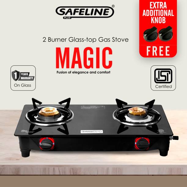 SAFELINE PLUS Magic 6mm Glasstop Compact (1 year warranty) Glass, Stainless Steel Manual Gas Stove