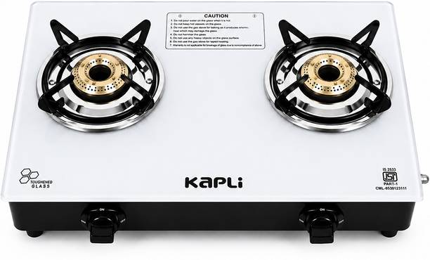KAPLI Toughened Glass Gas Stove Cooktop Manual| High Efficiency Cast Iron For LPG Glass Manual Gas Stove