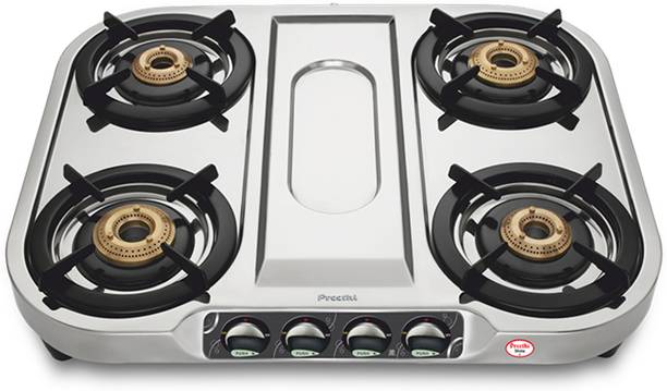 प्रीती Shine (ISI Approved) 4 Burner स्टेनलेस स्टील मैनुअल गैस चूल्हा