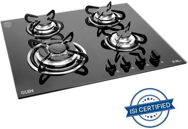 Glen Built in Glass Hob Triple Ring European Sealed Burners Auto Ignition (1065 TRG) Glass Manual Hob