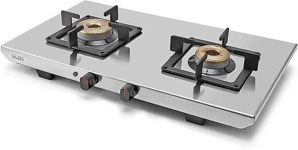 Glen Ultra Tuff Steel gas stove with Forged Brass Burner | 2 Year Warranty | Stainless Steel Automatic Gas Stove