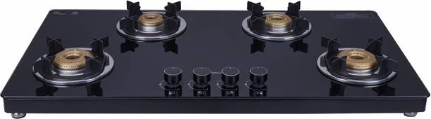 Elica Slimmest 904 CT VETRO 2J (TKN CROWN DT ) with Drip Tray & Forged Brass Burner Glass Manual Gas Stove