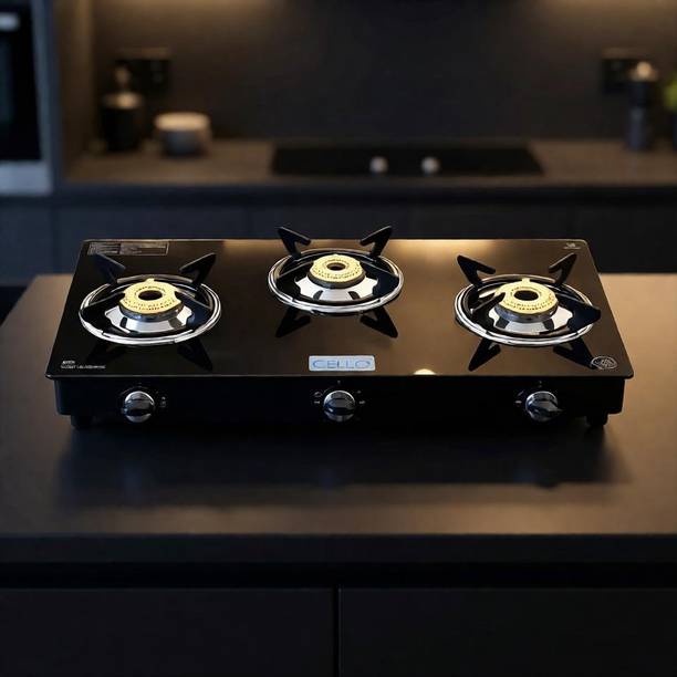 CELLO Deluxe Plus 3 Burner Glass Manual Gas Stove