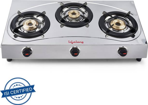 LLGS399 ISI Certified with 1 Year Warranty स्टेनलेस स्टील मैनुअल गैस चूल्हा