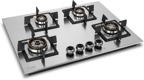 Glen Hob Top 1 Triple Ring Forged Brass Burner Auto Ignition (BH1074SQHTSSDBMT70) Stainless Steel Automatic Hob