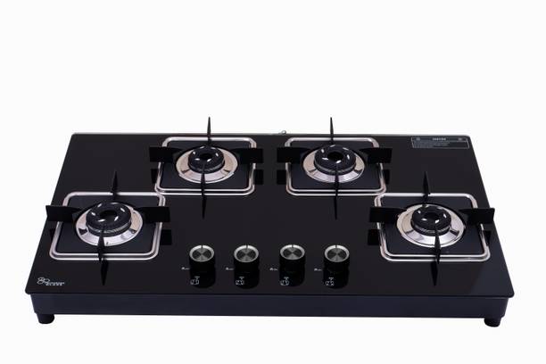 Hornbills LPG HOB Design Mild Steel FRAME Square Pan Support ALLOY BLACK Burner Stainless Steel, Glass Manual Gas Stove