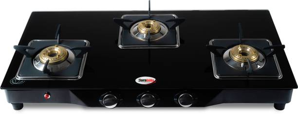 Hornbills ISI Certified LPG Premium Toughened Glass Square Pan Support Stainless Steel Automatic Gas Stove