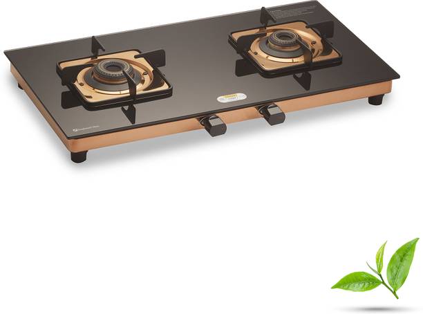 Urban Chef Gas Stove 2 Burner | Gas Chulha for Kitchen | 100% Brass Burner | Rose Gold | Stainless Steel Manual Gas Stove