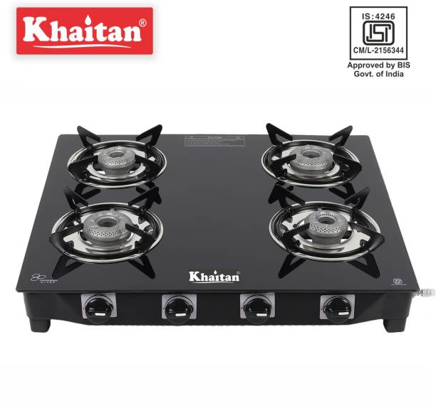 Khaitan Active with Forged Black Toughened Glass Manual Gas Stove