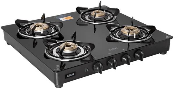 Glen 1043 GT Brass burner, 2 years warranty Glass Automatic Gas Stove