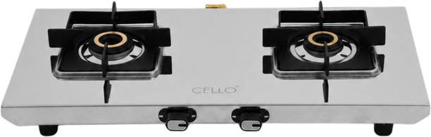 CELLO TITANIUM Heavy Duty Brass Burners with 1 Year Warranty Stainless Steel Manual Gas Stove