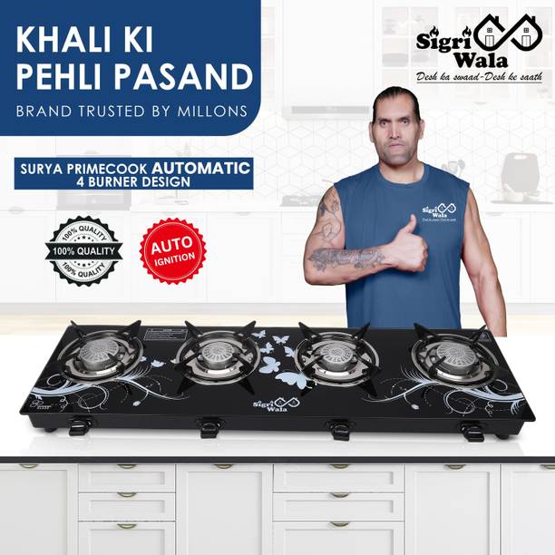 Sigri-wala Primecook Automatic Design STL Toughened Glass Gas Stove Glass Automatic Gas Stove