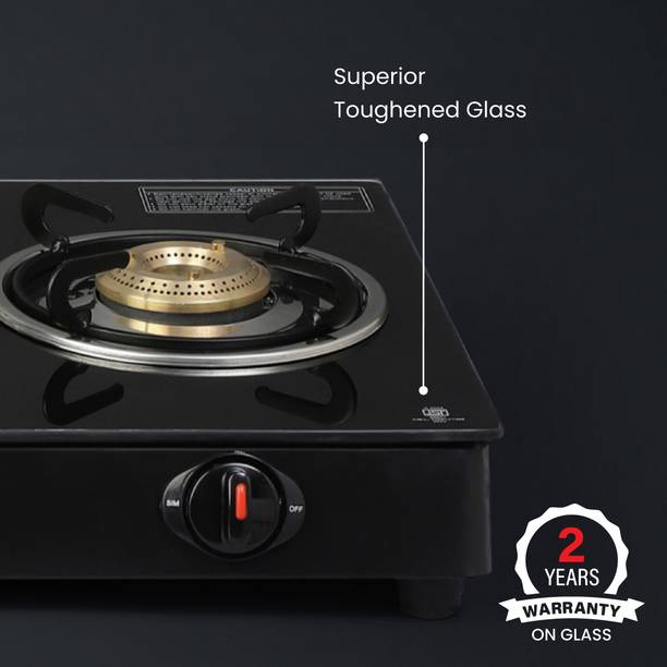 Prestige Atlas Plus Toughened top with Lighter Knife and Hose Pipe Glass Manual Gas Stove