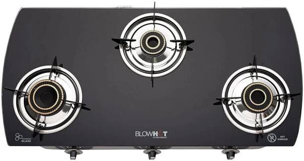 ब्लोहॉट Jasper 3 Heavy Brass burner Stainless Steel 2 Year Warranty Toughened ग्लास, कच्चा लोहा मैनुअल गैस चूल्हा