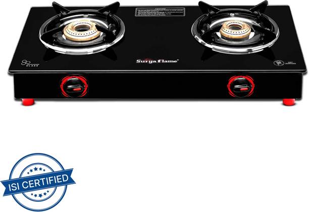Suryaflame Smart Lpg gas stove 2 year Doorstep Service Glass Manual Gas Stove
