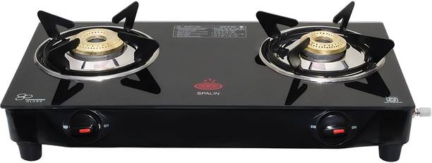 स्पालिन 2 Burner Toughened Glass Durable, Stylish मैनुअल गैस चूल्हा