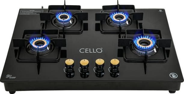 सेलो Black Pearl Glass Hob Top Cooktop Automatic Ignition, 1 Year Warranty ऑटोमैटिक गैस चूल्हा