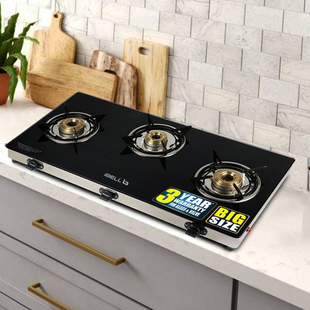 iBELL AGS9413SLMSS Gas Stove with Auto Ignition Switch, BIS Certified, 7mm Toughened Glass Automatic Gas Stove