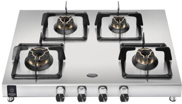 Hindware Arturo SS 4Burner | 2MM Thinkness SS Body | Stainless Steel Manual Hob (4 Burners)