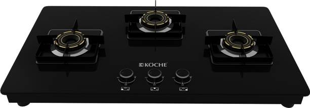Koche Ivan 3B Auto Ignition Gas Hobtop | High power Brass Burners | 7 Yrs Warranty Glass Automatic Gas Stove